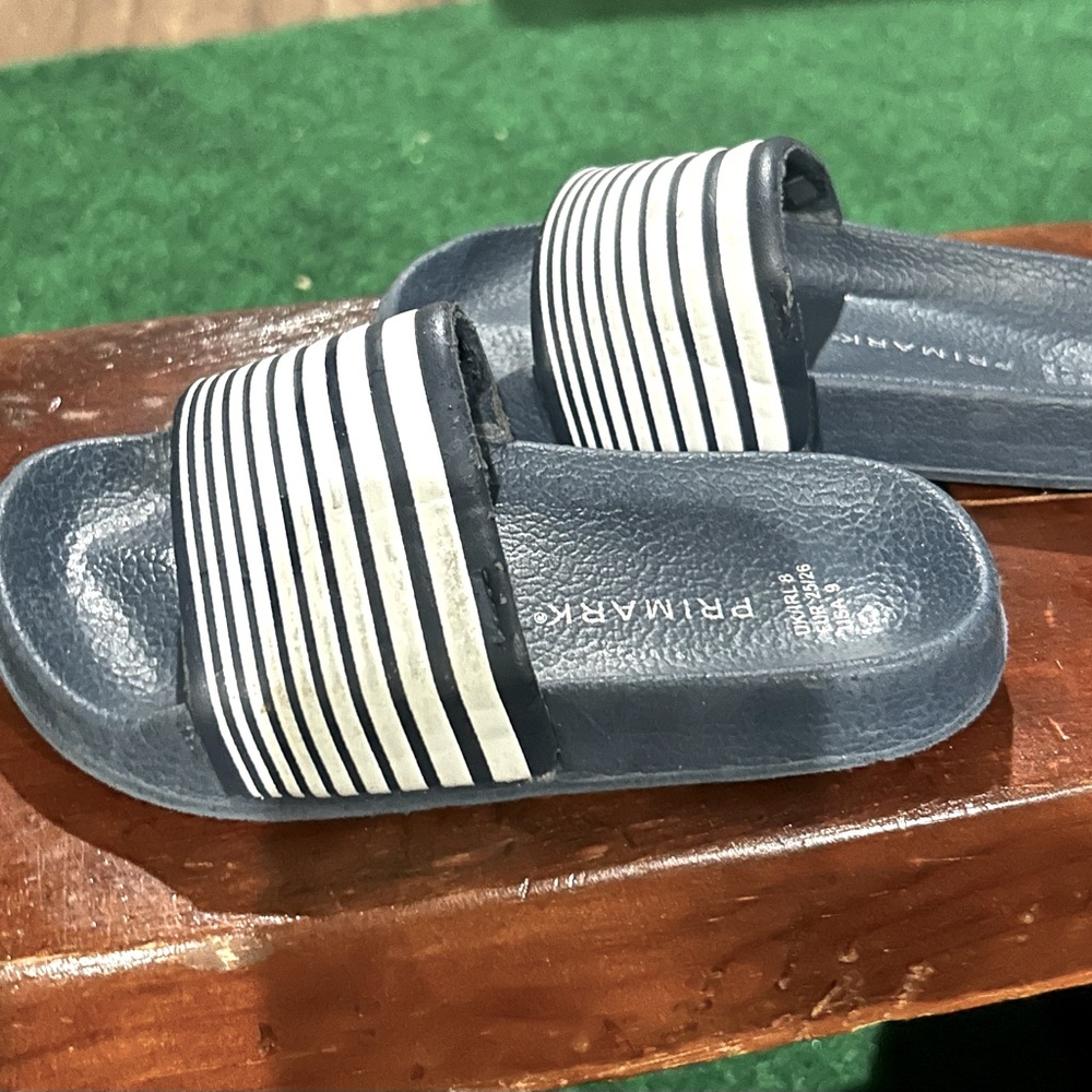 Primark Navy and White Slide Sandals